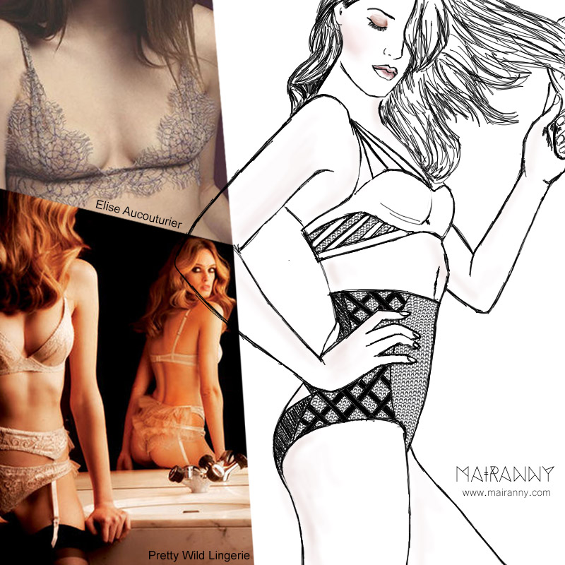Intimates Elise Aucouturier and Pretty Wild Lingerie Fashion Illustration by Mairanny Batista