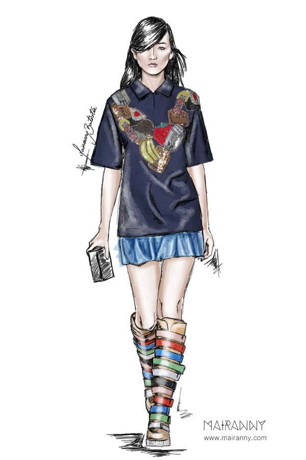 Au Jour Le Jour – Milan Fashion Week s/s 15 Fashion Illustration by Mairanny Batista 