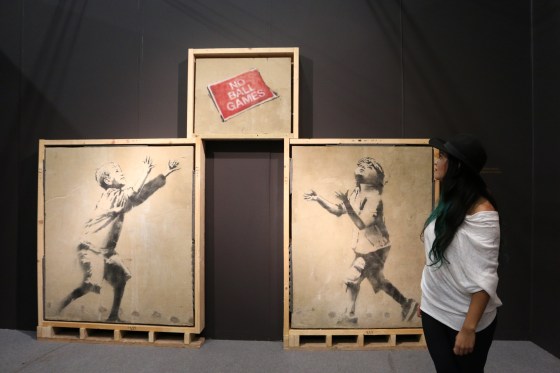 Banksy at Art Miami in New York city, Pier 94 Art Expo New York Photos by Natalie Alvarado