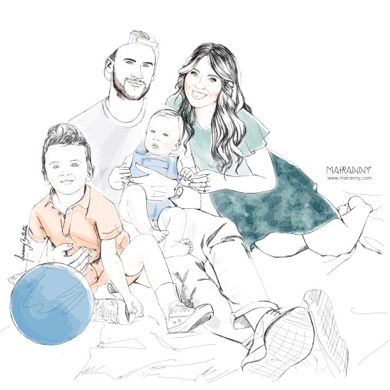 The Illustration of today it's the cute family of the @caraloren and @brodyvan23 